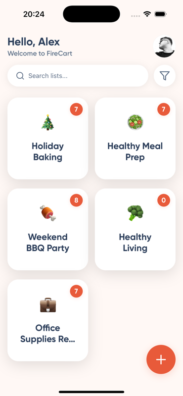 FireCart Home Screen